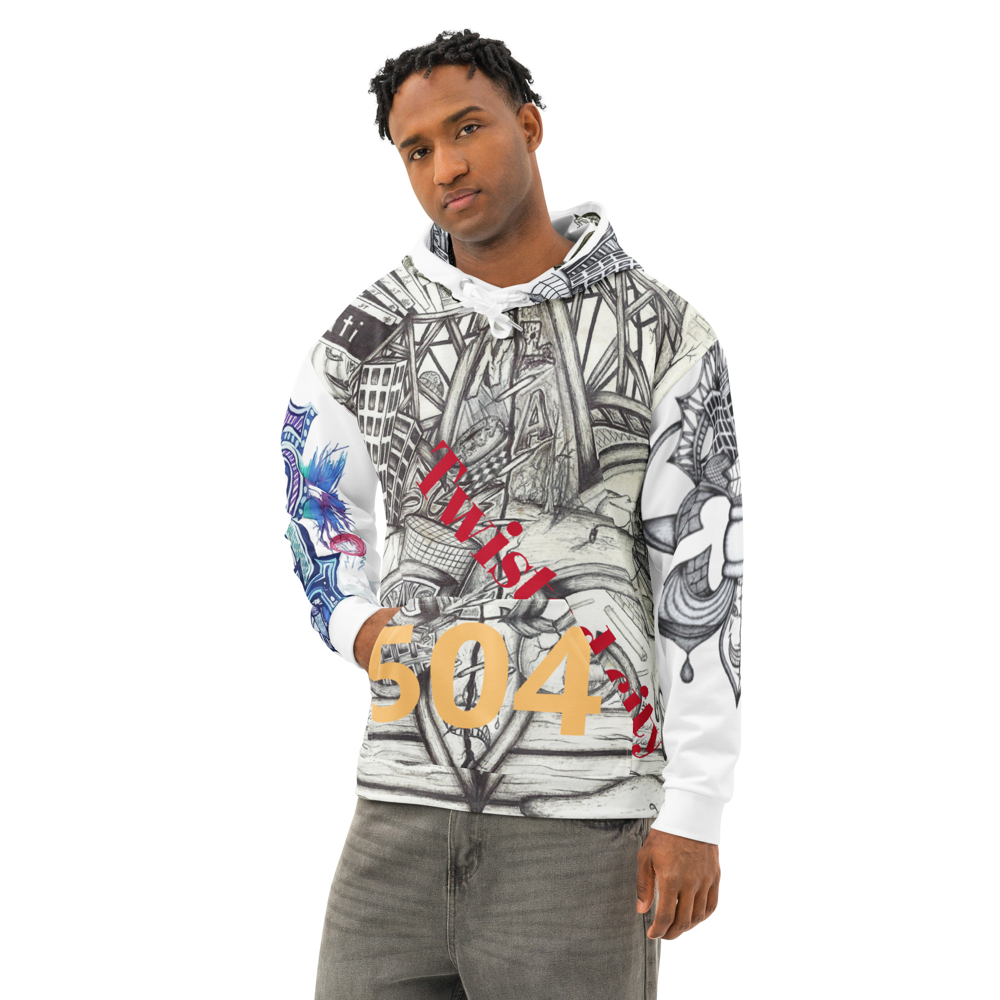 All over twisted Unisex cotton hoodie